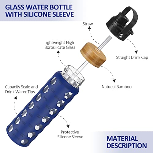 24oz Glass Water Bottle (Bule / 24 Ounces)