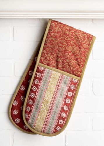 Double Oven Mitts 100% Cotton Double Oven Glove (067 - Sofia / 7" x 35" (Double Oven Mitt))