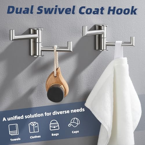 2 Pack Swivel Towel Hooks (2 Pack / Brushed Nickel)
