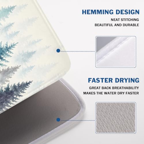Pine Tree Dish Drying Mat Natural Forest Fog Microfiber Dishes Pad 18x24 Inch Absorbent Fast Dry Dish Drainer Rack Mats for Kitchen Counter (Pine / 18x24 inch)