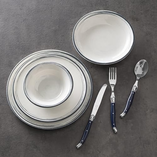 12 Pc Dinnerware Set (Off-White and Navy / 12-piece set)