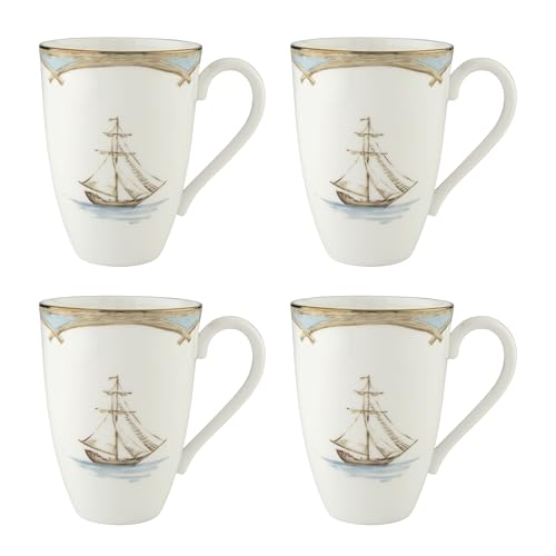 British Colonial Tradewind Porcelain Mug Set for 4 (Mugs, Set of 4)