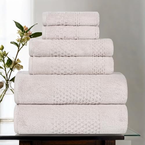 Playa Zero Twist Cotton Medium Weight Towels (6 Piece Towel Set / Silver)