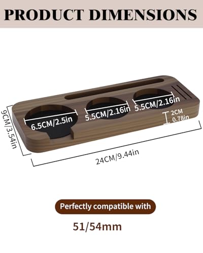 Solid Walnut Espresso Tamping Station Espresso Organizer Station (Brown Station 54mm)