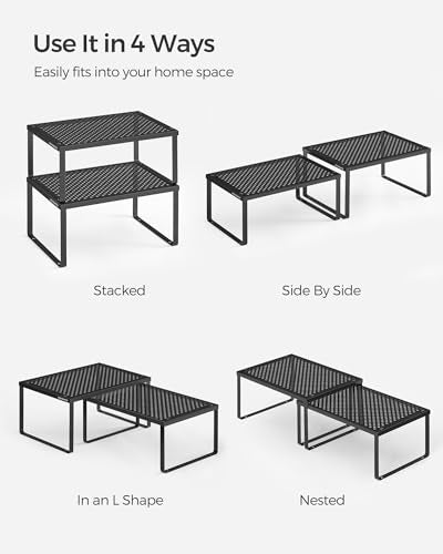Set of 4 Metal Spice Racks (Ink Black / 4 Tiers (9"D x 12.6"W))