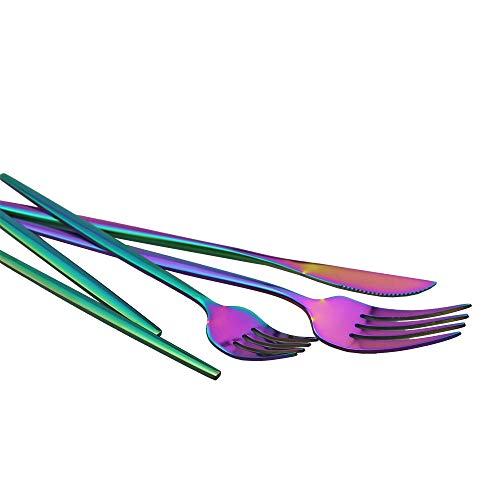 20 Piece Stainless Steel Satin Finish Flatware Set (Service for 4 / Rainbow)