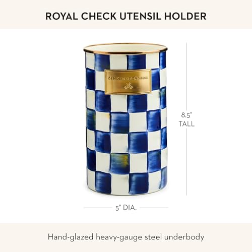 Enamel Utensil Holder (Royal Check)