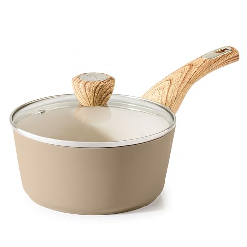 Ceramic Nonstick Sauce Pan with Lid (Ceramic Taupe / 1.5 Quarts)