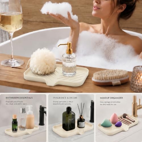 Silicone Soap Dish with Drain Spout (Tapioca / M(9.6"×5.3"))
