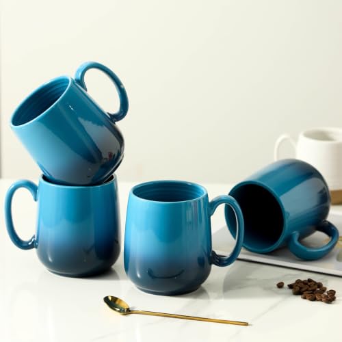 15oz Large Ceramic Mug Set (GradationBlue / Set of 4)