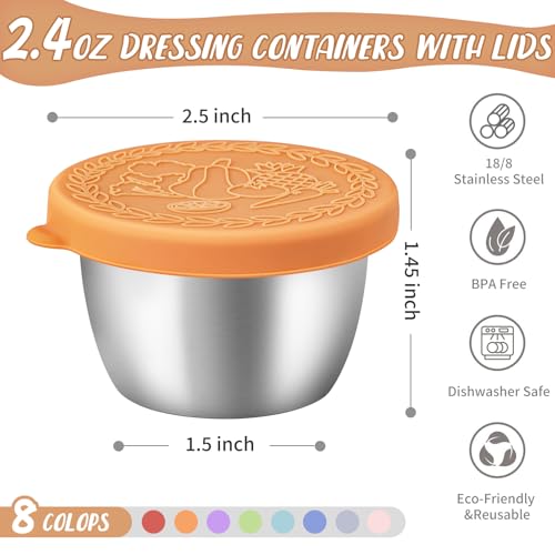 8 Pack 2.4 Oz Small Salad Dressing Containers To Go (8 Count)