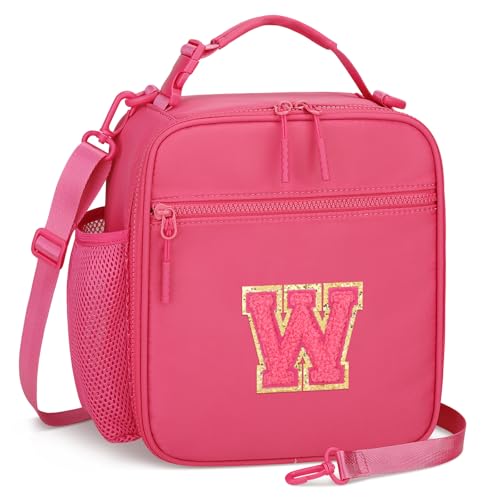 Initial Insulated Lunch Bag for Girls Kids (Rosy Red / W)