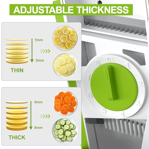 Upgraded Mandoline Slicer for Kitchen &Safe Vegetable Chopper 5 in 1 & Adjustable Mandoline Slicer