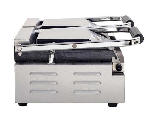 Commercial Panini Sandwich Grill Grooved Top w (Large w/ Smooth & Grooved Plates)