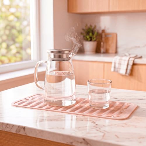 Silicone Dish Drying Mat for Multiple Usage (Pink / 17"L x 6"W)