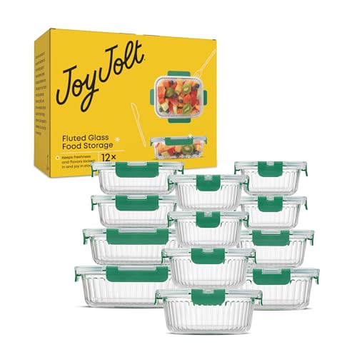 24pc Borosilicate Glass Storage Containers with Lids (Green)
