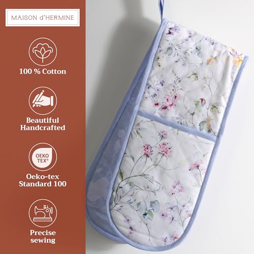 Double Oven Mitts 100% Cotton Double Oven Glove (068 - Summer Floral / 7" x 35" (Double Oven Mitt))
