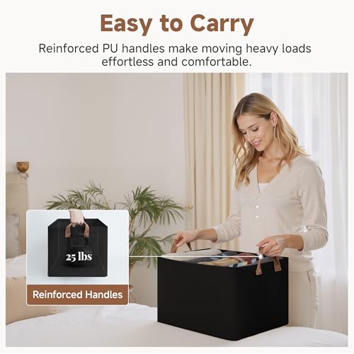 Closet Storage Bins (Black / 16 ½" L x 12" W x 10 ¼" H)