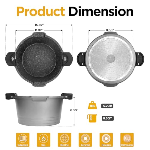 8.5QT Pasta Pot with Strainer Lid (8.5 Quarts)