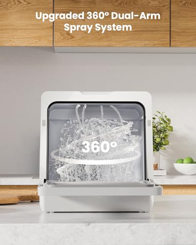 Countertop Dishwasher with Water Softener & Enhanced Energy Efficiency (Black)
