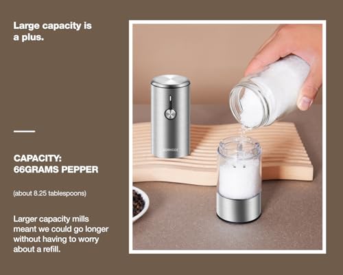 Electric Salt and Pepper Grinder Set (Metallic Silver)