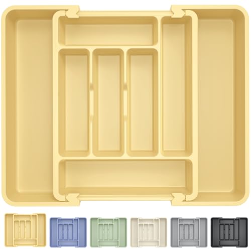 Large Silverware Organizer for Kitchen Drawer & Utensils (Desert Sand)