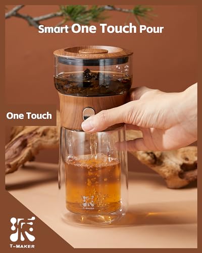 Glass Infuser Teapot (02-Teak Wood / 9oz)