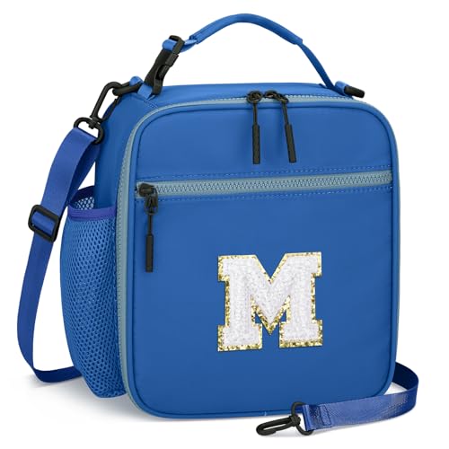 Lunch Box Kids Large Initial Insulated Lunch Bag for Girls (Blue / M)