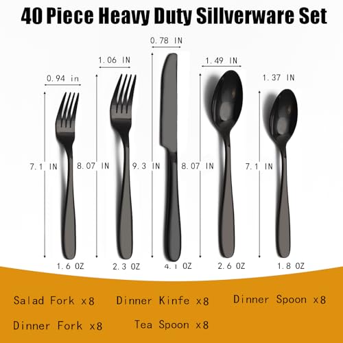 40 Piece Black Silverware Set (Black / 40 Piece)