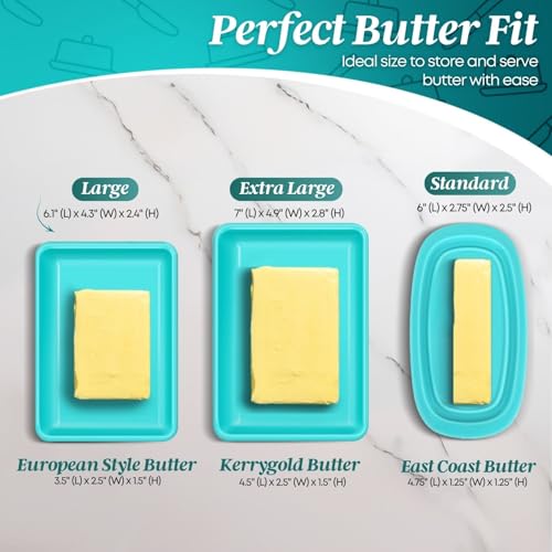 Large Ceramic Butter Dish with Lid for Countertop (Blue / Large)