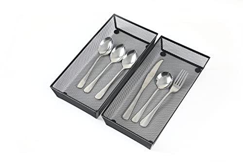 3 Pack Mesh Flatware Drawer Organizer for Kitchen (12x6-3P-Black)