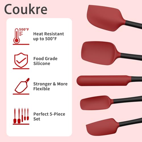 Silicone Spatula Set of 5 (Red Black)