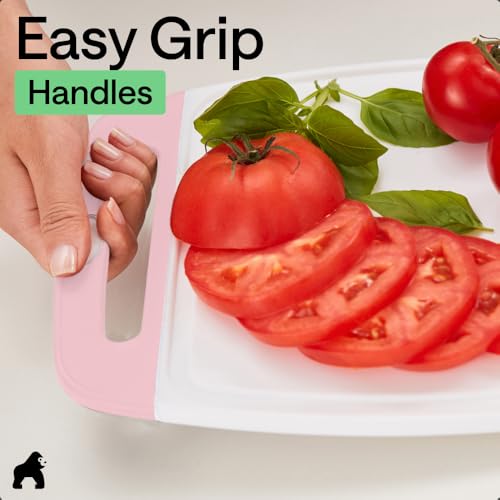 BPA Free Reversible Kitchen Cutting Board (Pink/White / Large (Pack of 3))