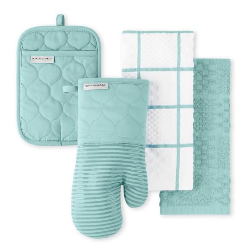 Quilted Cotton Oven Mitt (Mineral Water)