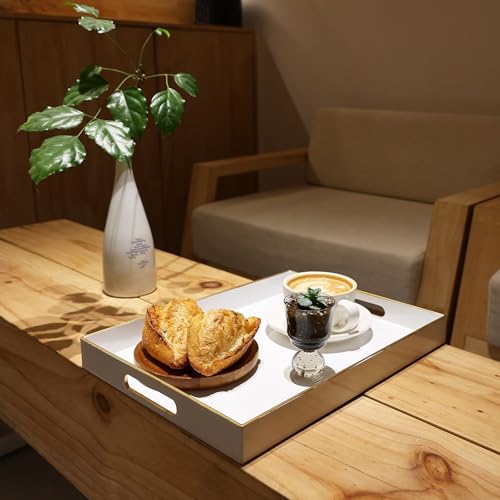White Plastic Serving Tray for Ottoman (30 White / 11.8" x 15.7" x 1.6")