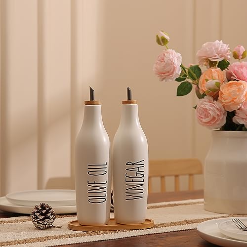 Olive Oil and Vinegar Dispenser Set (Print-White&Tary)