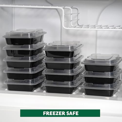 Meal Prep Containers [150 Pack] 1 Compartment Food Storage Containers with Lids (Black / 24OZ-150PK)