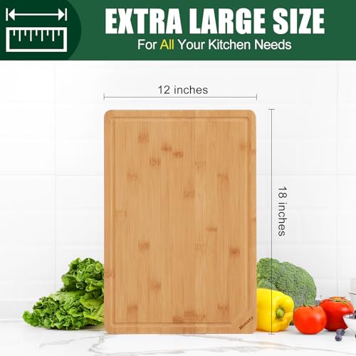 Extra Large Organic Bamboo Cutting Boards for Kitchen (Natural / 17.5"L x 12"W)