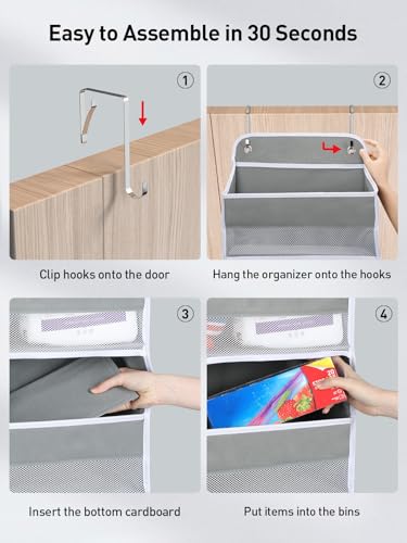 1 Pack Over the Door Organizer (Grey / 4 Tier)