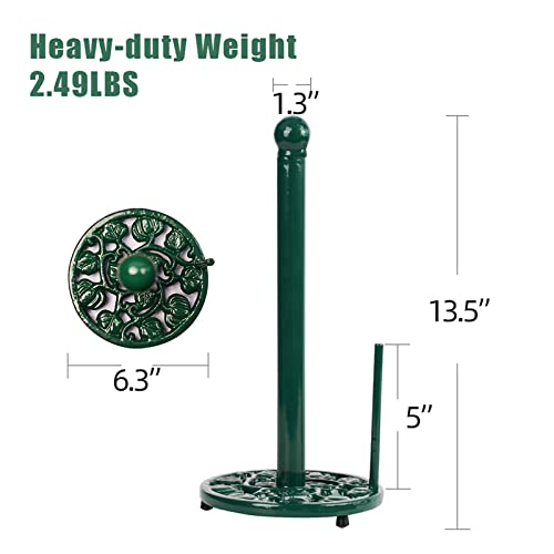 Green Cast Iron Paper Towel Holder for Kitchen Countertop (Green-pumpkin)