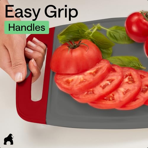 BPA Free Reversible Kitchen Cutting Board (Gray/Red / Large (Pack of 3))