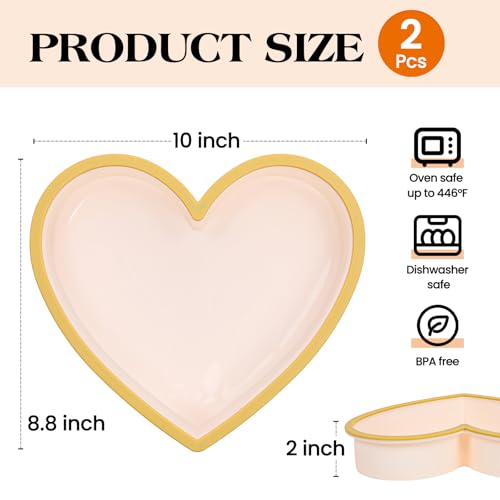 Metal Reinforced Frame Silicone Heart Shaped Cake Pans (Heart Pan Yellow: 2pcs)