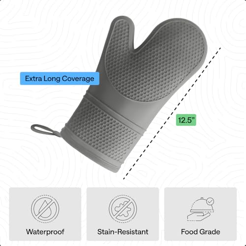 Silicone Oven Mitts (Gray / 12.5" Oven Mitts)