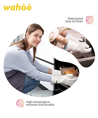 wahoo 12 Inch Liquid Silicone Oven Mitts (White / M/8)