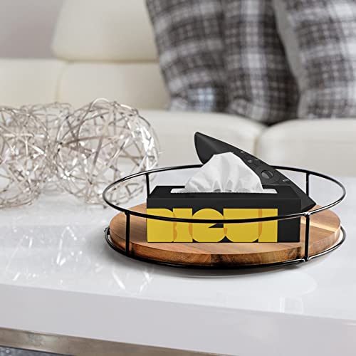 2 Pack ] 9" & 10" Acacia Wood Lazy Susan Organizers with Steel Sides