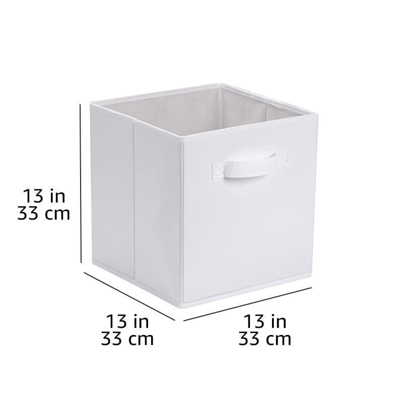 Collapsible Fabric Storage Bins with Handles (White / 13"x13"x13")