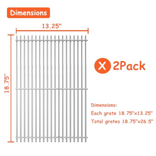 18.75" Stainless Steel Cooking Grate for Weber Genesis II 300 and Genesis II LX 300 Series Gas Grills (18.75” x 26.5”)