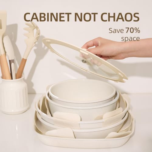 24PCS Ceramic Pots and Pans Set (White 24 Pcs)