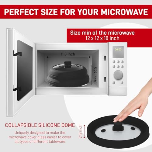 Microwave Splatter Cover Glass 11.8 Inch (BLACK)