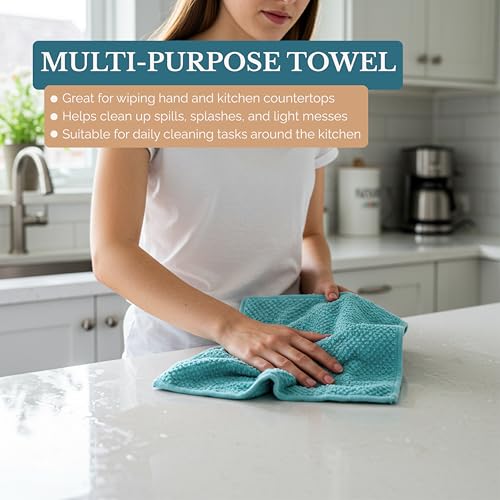 Kitchen Towel Set 8 Pc (Terry - Aqua / Kitchen Towel Set - 8 Pack)